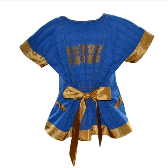 Mexican Handmade Blazer Golden and Blue - Picture 3 of 3